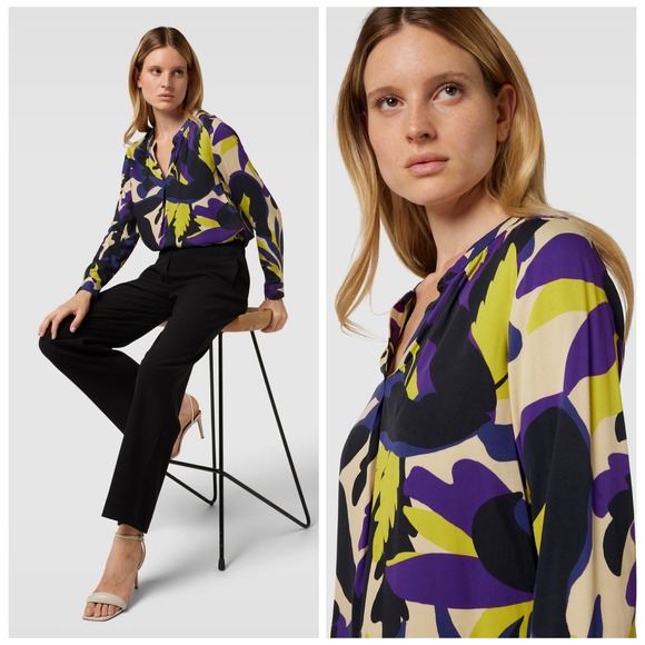 Smith & Soul Tops - Smith & Soul Blouse Women‎ Small Purple Yellow Abstract Botanical Art to Wear